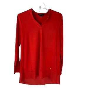 Ellen Tracy Scarlet Red Spring High Low Blouse